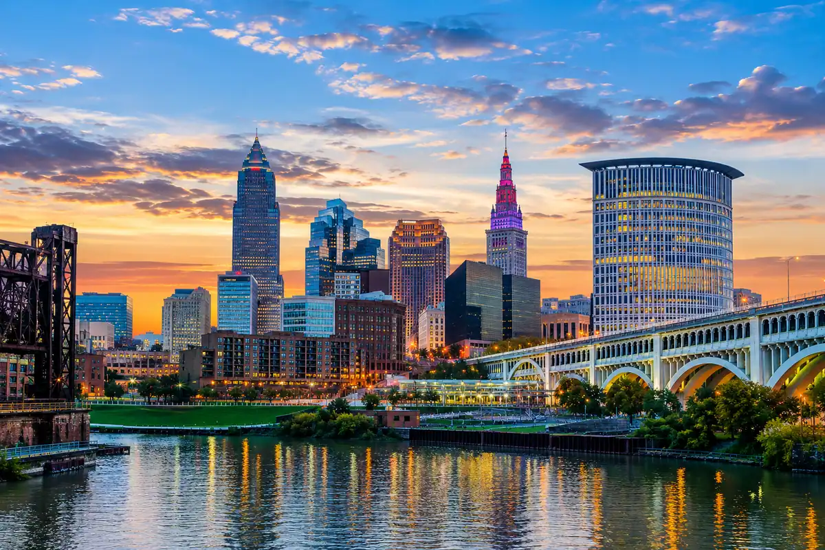 Cleveland Ohio skyline background for appliance repair service page