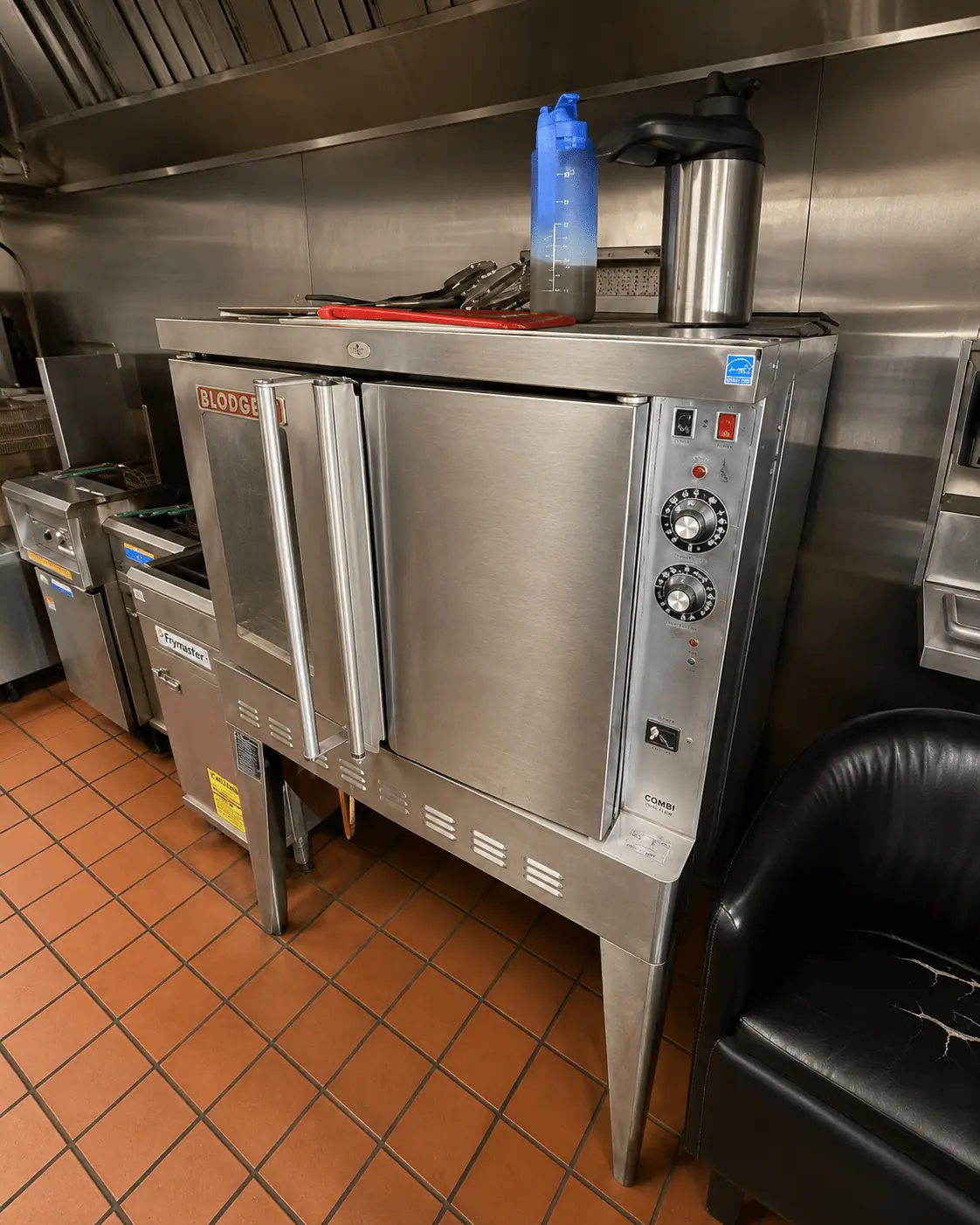 Commercial convection oven in a restaurant kitchen