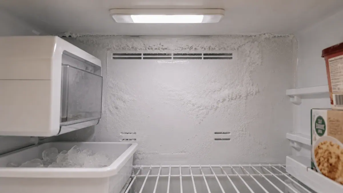 Frost buildup inside a freezer in a Cleveland home