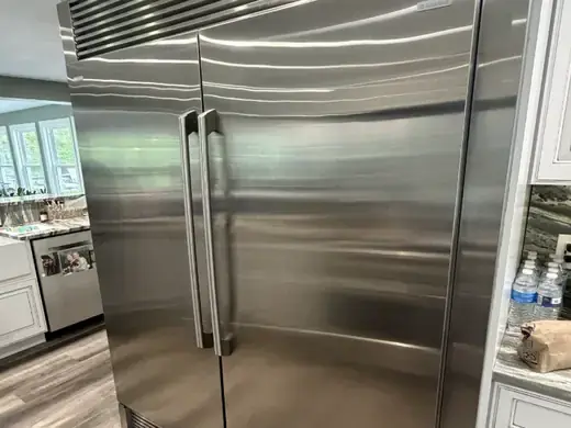 Built-in stainless refrigerator and freezer column